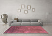 Machine Washable Oriental Pink Industrial Rug in a Living Room, wshurb2645pnk
