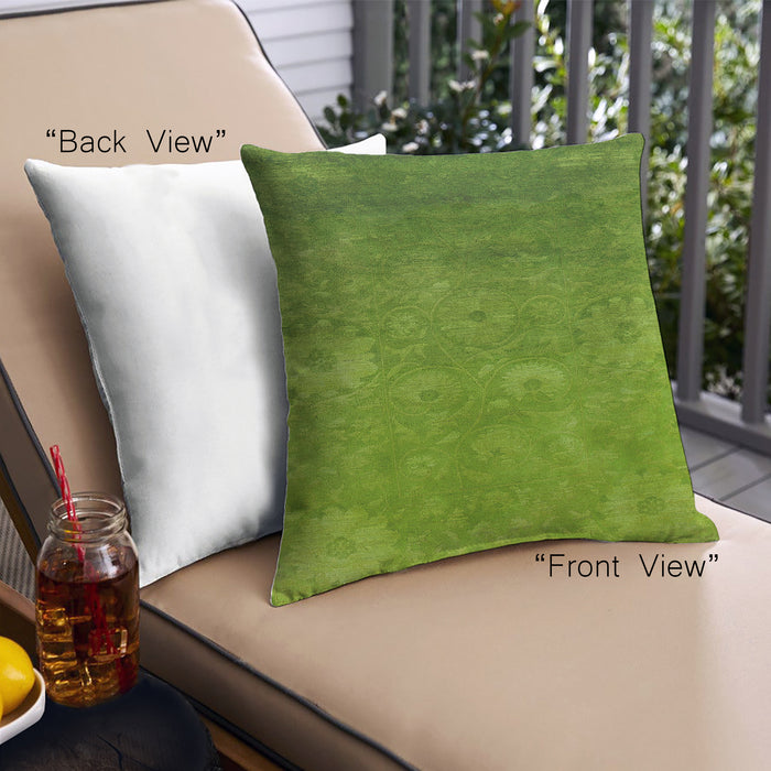 Front View of Mid-Century Modern Urban Square Green Throw Pillow, 18 inch by 18 inch, pwurb2645