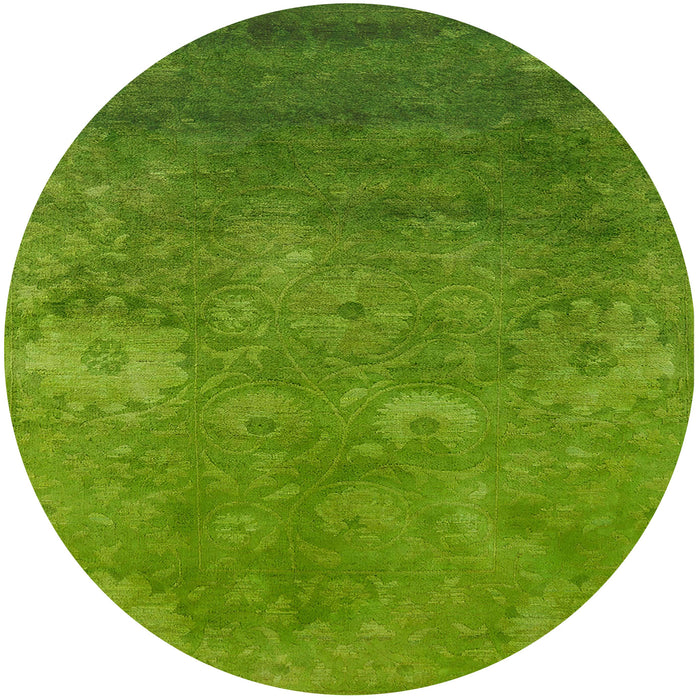 Round Mid-Century Modern Green Oriental Rug, urb2645