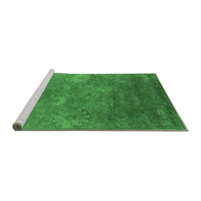 Sideview of Machine Washable Oriental Emerald Green Industrial Area Rugs, wshurb2645emgrn