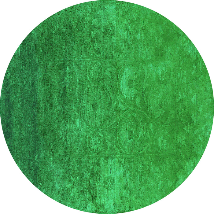 Round Oriental Turquoise Industrial Rug, urb2645turq