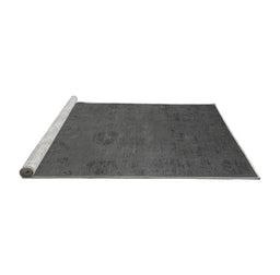 Sideview of Machine Washable Oriental Gray Industrial Rug, wshurb2646gry