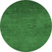 Round Oriental Emerald Green Industrial Rug, urb2646emgrn