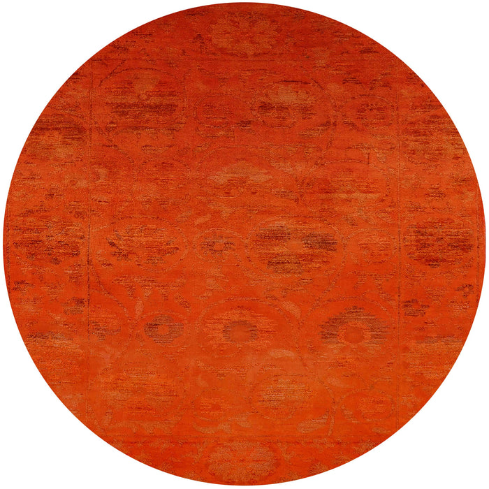 Round Mid-Century Modern Red Oriental Rug, urb2646