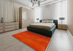 Mid-Century Modern Red Oriental Rug in a Bedroom, urb2646