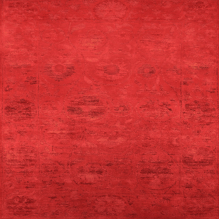 Square Machine Washable Oriental Orange Industrial Area Rugs, wshurb2646org