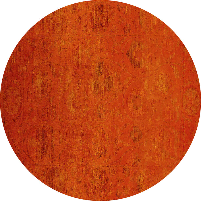 Round Oriental Yellow Industrial Rug, urb2646yw