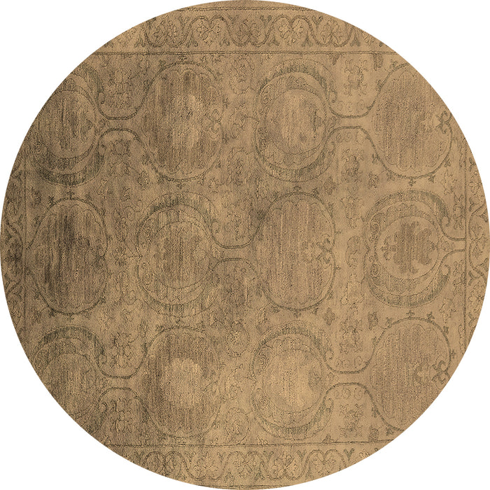 Round Oriental Brown Industrial Rug, urb2647brn