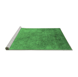 Sideview of Machine Washable Oriental Emerald Green Industrial Area Rugs, wshurb2647emgrn