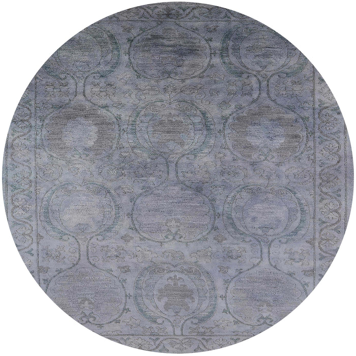 Round Mid-Century Modern Dark Gray Oriental Rug, urb2647