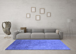 Machine Washable Oriental Blue Industrial Rug in a Living Room, wshurb2647blu