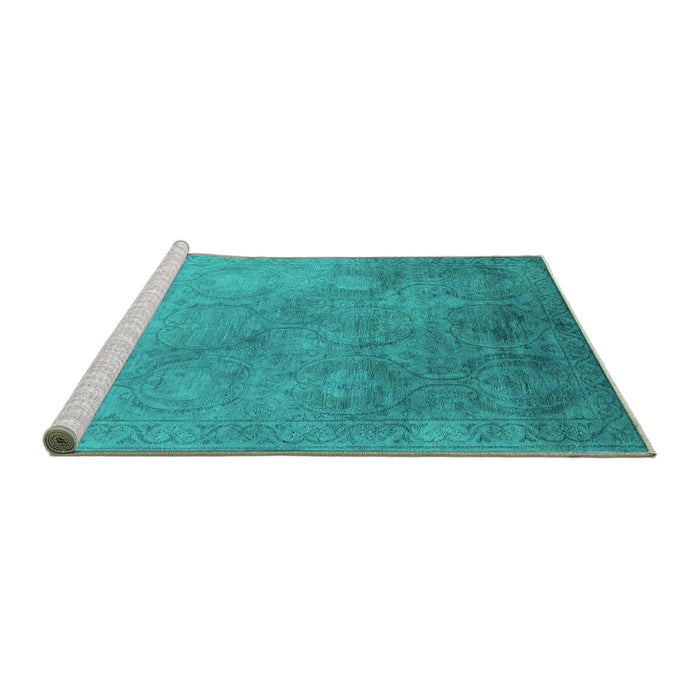 Sideview of Machine Washable Oriental Turquoise Industrial Area Rugs, wshurb2647turq