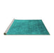 Sideview of Machine Washable Oriental Turquoise Industrial Area Rugs, wshurb2647turq