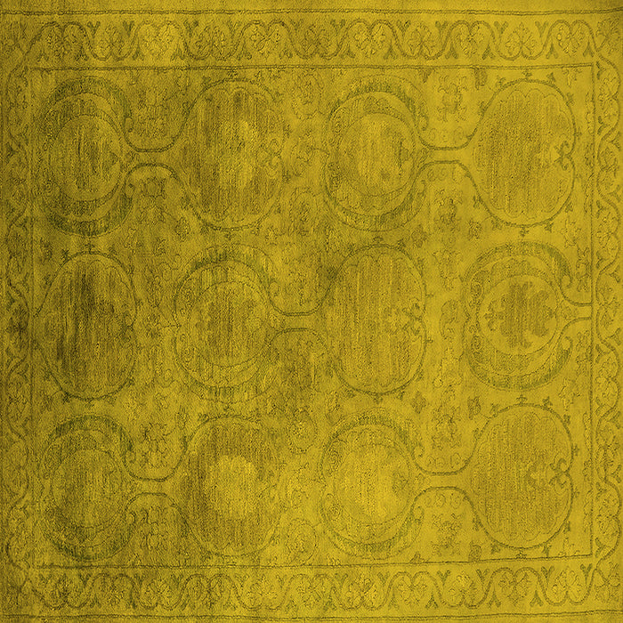 Square Machine Washable Oriental Yellow Industrial Rug, wshurb2647yw