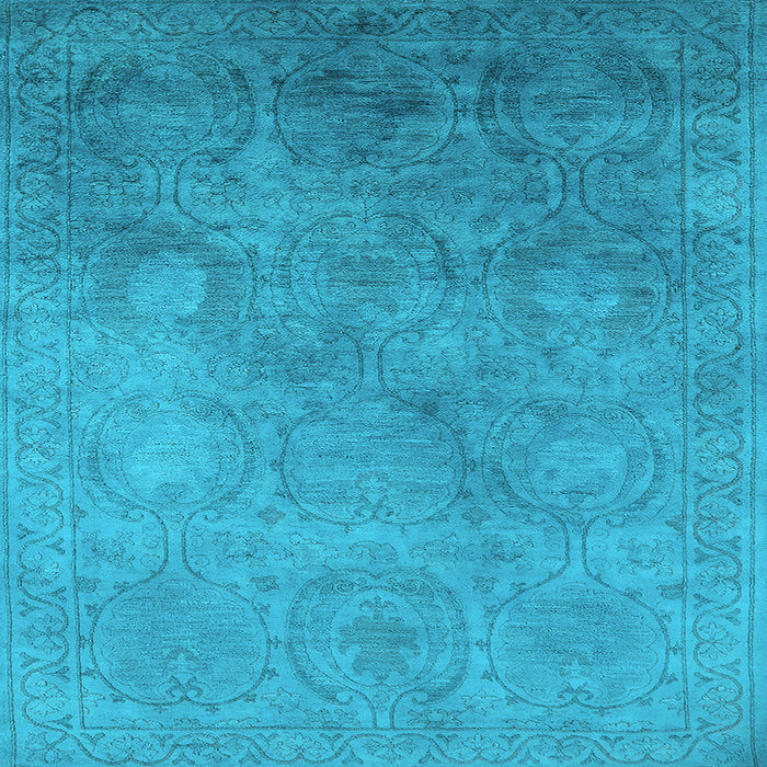 Square Machine Washable Oriental Light Blue Industrial Rug, wshurb2647lblu