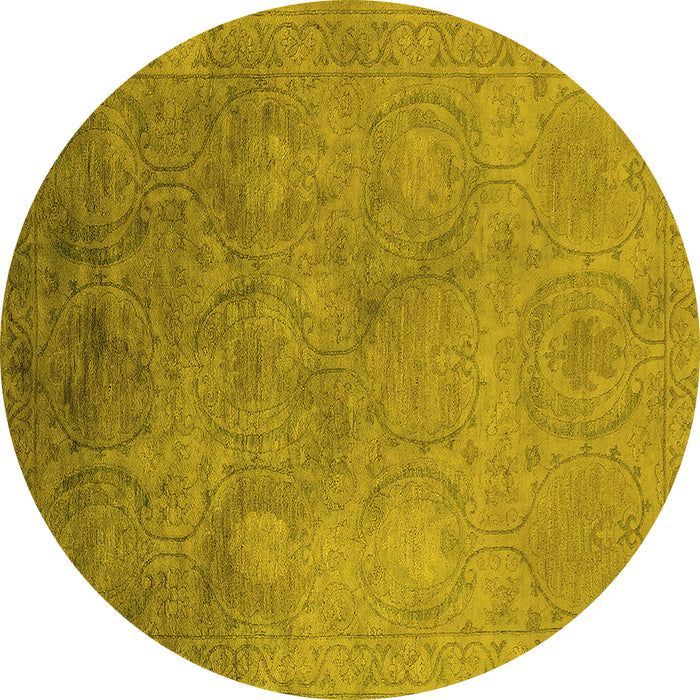 Round Oriental Yellow Industrial Rug, urb2647yw