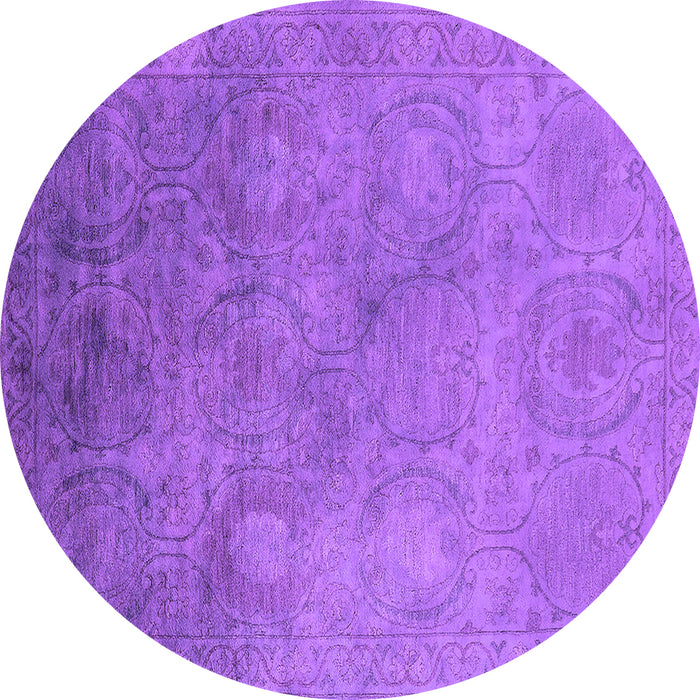 Round Machine Washable Oriental Purple Industrial Area Rugs, wshurb2647pur