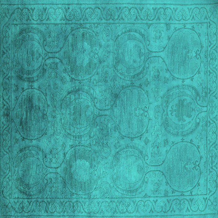 Square Oriental Turquoise Industrial Rug, urb2647turq