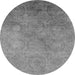 Round Machine Washable Oriental Gray Industrial Rug, wshurb2647gry