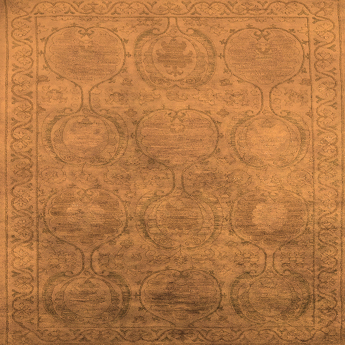 Square Machine Washable Oriental Orange Industrial Area Rugs, wshurb2647org
