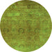 Round Oriental Green Industrial Rug, urb2648grn