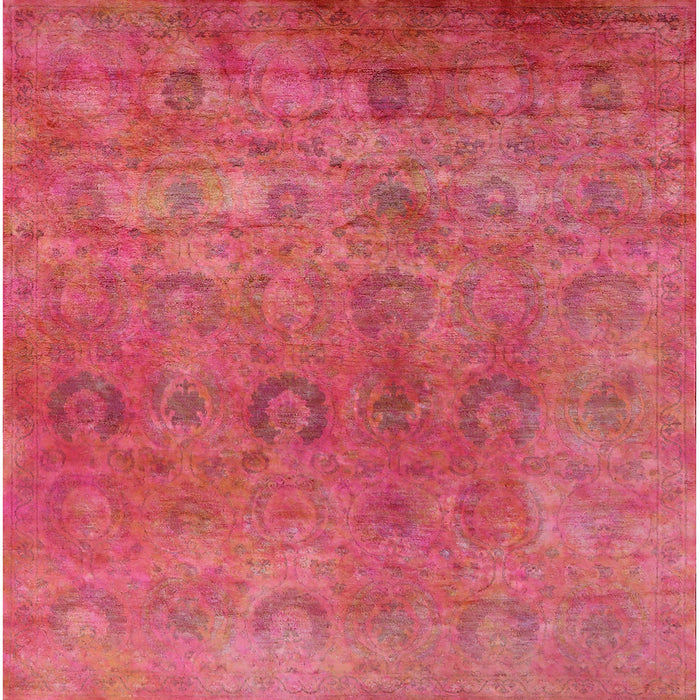 Square Mid-Century Modern Crimson Red Oriental Rug, urb2648