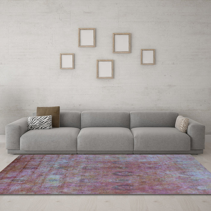 Machine Washable Oriental Light Blue Industrial Rug in a Living Room, wshurb2648lblu