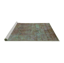 Sideview of Machine Washable Oriental Turquoise Industrial Area Rugs, wshurb2648turq