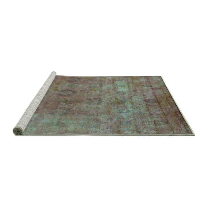Sideview of Machine Washable Oriental Turquoise Industrial Area Rugs, wshurb2648turq