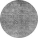 Round Machine Washable Oriental Gray Industrial Rug, wshurb2648gry