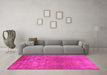 Machine Washable Oriental Pink Industrial Rug in a Living Room, wshurb2648pnk