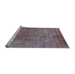 Sideview of Machine Washable Oriental Light Blue Industrial Rug, wshurb2648lblu
