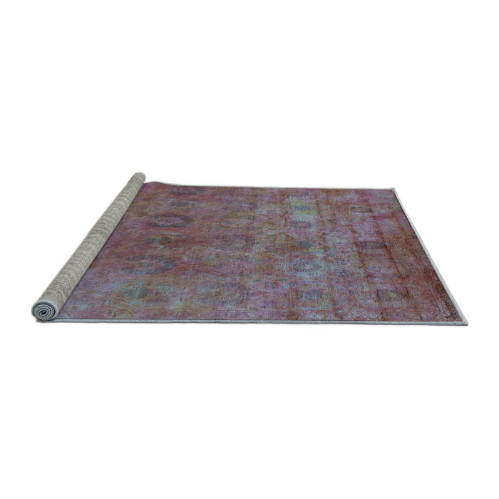 Sideview of Machine Washable Oriental Light Blue Industrial Rug, wshurb2648lblu