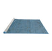 Sideview of Machine Washable Industrial Modern Blue Rug, wshurb2649