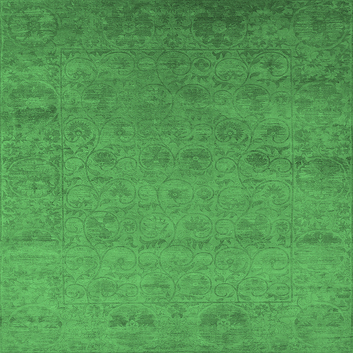 Square Machine Washable Oriental Emerald Green Industrial Area Rugs, wshurb2649emgrn