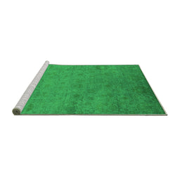 Sideview of Machine Washable Oriental Green Industrial Area Rugs, wshurb2649grn