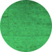 Round Oriental Green Industrial Rug, urb2649grn