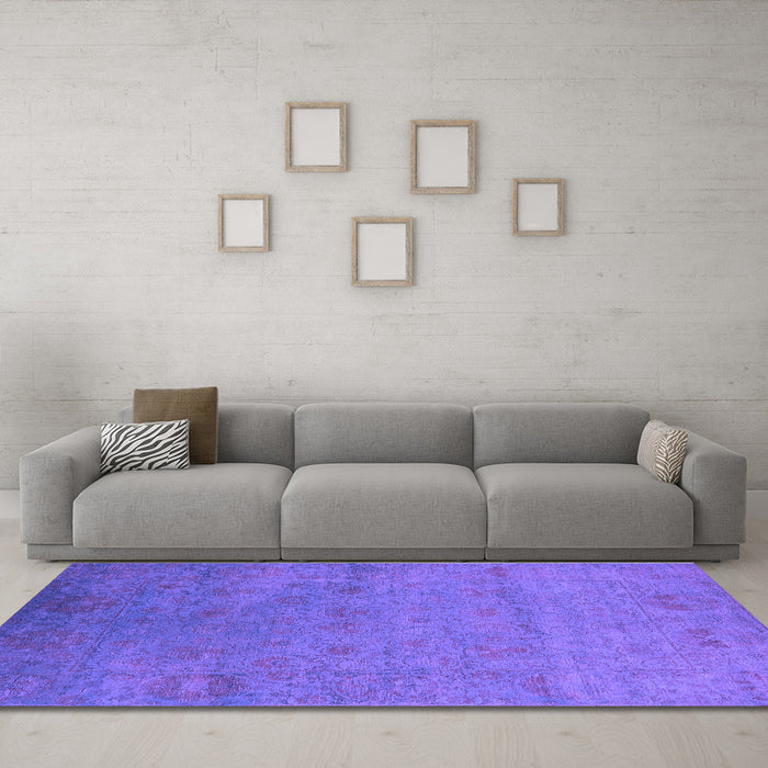 Machine Washable Oriental Purple Industrial Area Rugs in a Living Room, wshurb2649pur