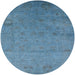 Round Mid-Century Modern Blue Oriental Rug, urb2649