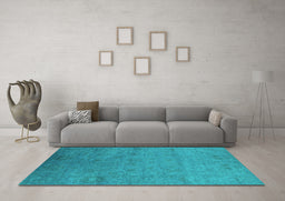 Machine Washable Oriental Turquoise Industrial Area Rugs in a Living Room,, wshurb2649turq