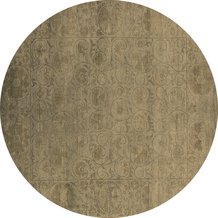 Round Machine Washable Oriental Brown Industrial Rug, wshurb2649brn
