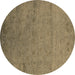 Round Machine Washable Oriental Brown Industrial Rug, wshurb2649brn