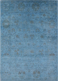 Machine Washable Industrial Modern Blue Rug, wshurb2649