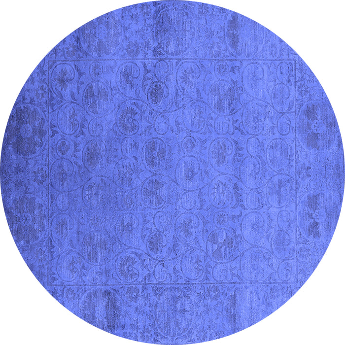 Round Oriental Blue Industrial Rug, urb2649blu