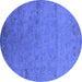 Round Oriental Blue Industrial Rug, urb2649blu