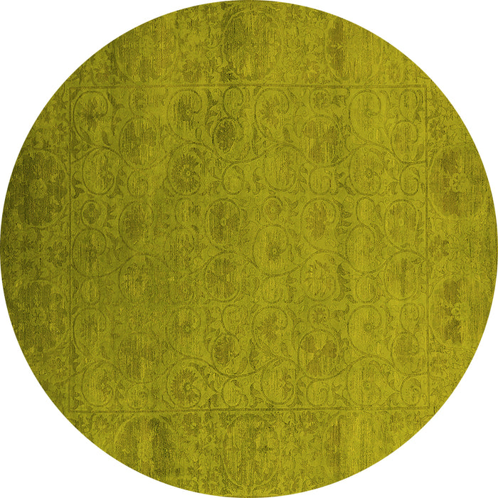 Round Oriental Yellow Industrial Rug, urb2649yw