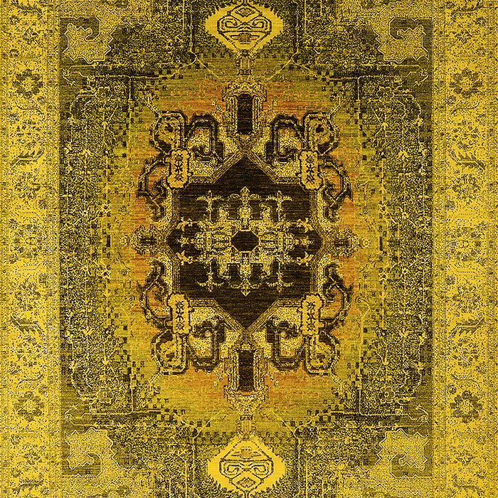 Machine Washable Oriental Yellow Industrial Rug, wshurb2650yw