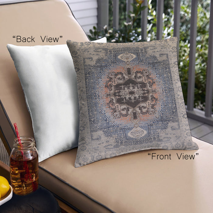 Front View of Mid-Century Modern Urban Square Silver Pink Throw Pillow, 18 inch by 18 inch, pwurb2650