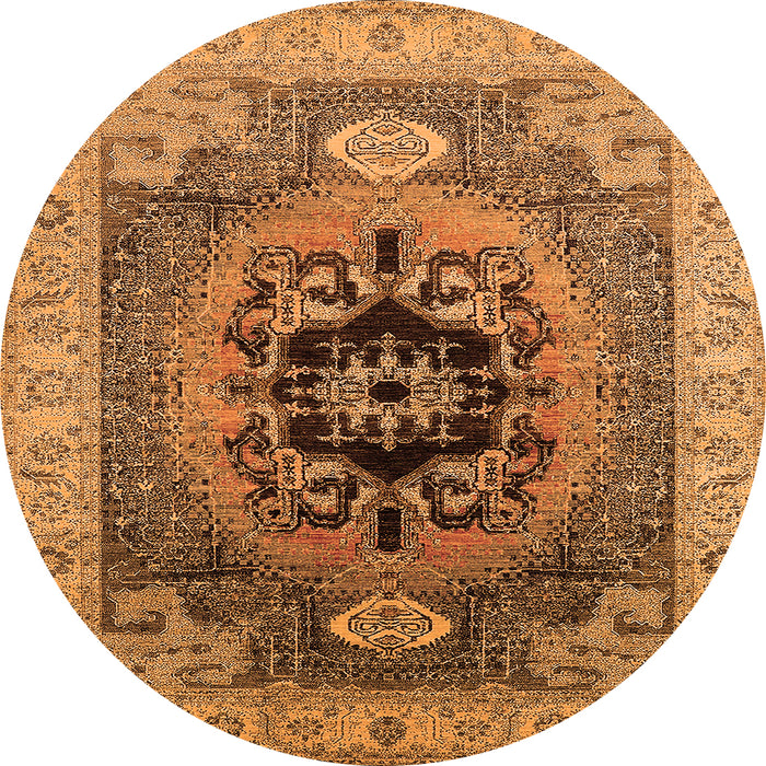 Round Oriental Orange Industrial Rug, urb2650org