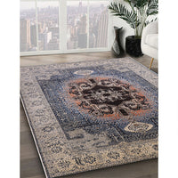 Mid-Century Modern Silver Pink Oriental Rug, urb2650